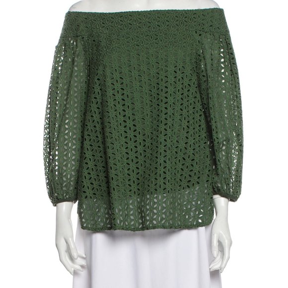 NEW Tibi Off the Shoulder Eyelet Top Size 0 - Picture 1 of 5